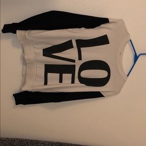 black and white love sweater